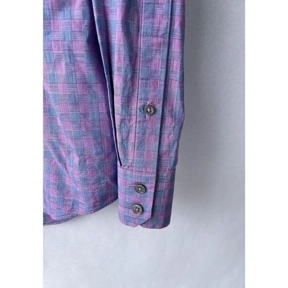 Zachary Prell Dress Shirt Mens Large Purple Plaid Check Cotton Button Up - Picture 3 of 10